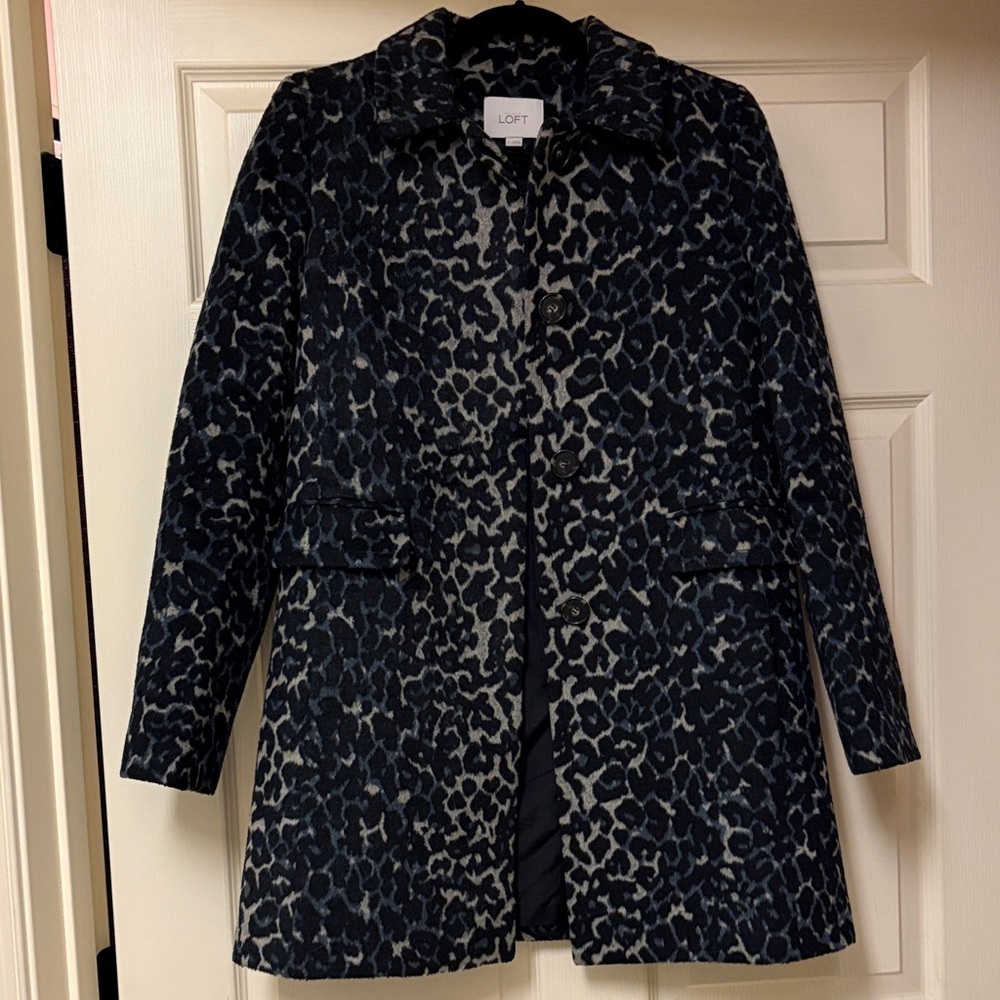 LOFT Women's Dark Leopard Patterned Coat, size small